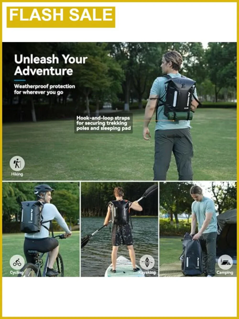 MARCHWAY Roll Top Waterproof Backpack 20L Rugged Hiking Dry Bag